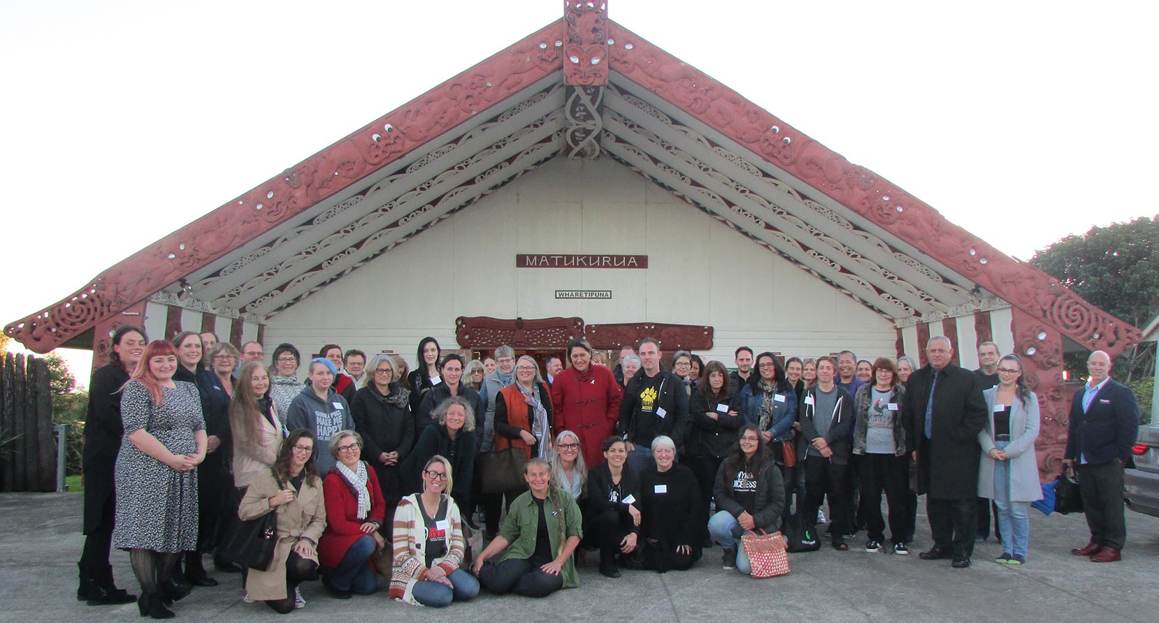 animal-advocate-hui-in-front-of-manurewa-marae-meka-whaitiri-in-red-at-centre